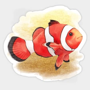 Watercolor Clownfish swimming Sticker